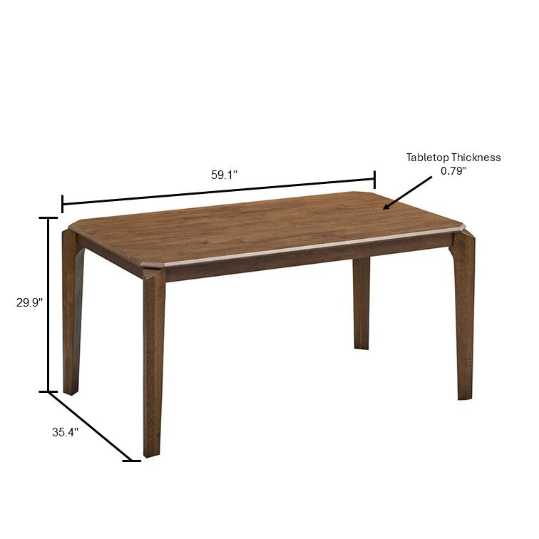 ACTU 59” Solid Wood Mid-Century Modern Dining Table for Small Spaces (Seats 4–6)
