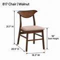ACTU AU-FDC4F817-B1 Walnut finish dimension diagram in inches; chair overall dimensions and 18-inch seat height