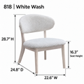 ACTU AU-FDC4F818-B2 White Wash dimension diagram in inches, including 16.3 inch seat height