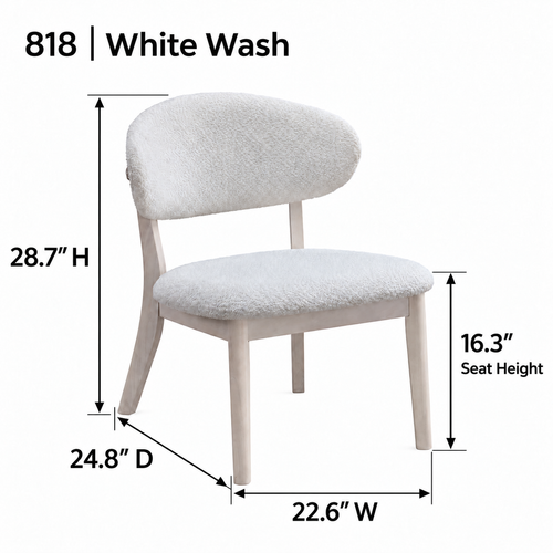ACTU AU-FDC4F818-B2 White Wash dimension diagram in inches, including 16.3 inch seat height