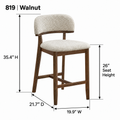 ACTU AU-FDB4F819-B1 Walnut finish dimension diagram in inches; 26-inch seat height