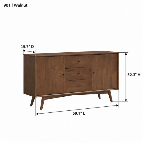 ACTU AU-FDD1F901-B1 Walnut finish dimension diagram in inches