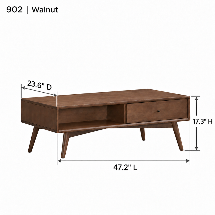 ACTU AU-FDD1F902-B1 Walnut finish dimension diagram in inches