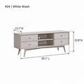 ACTU AU-FDD1F904-B2 White Wash finish dimension diagram in inches