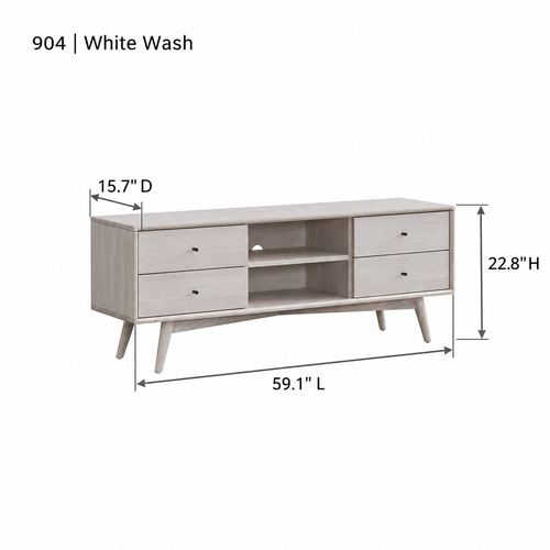 ACTU AU-FDD1F904-B2 White Wash finish dimension diagram in inches