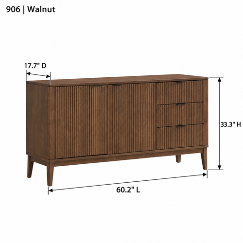ACTU AU-FDD1F906-B1 Walnut finish dimension diagram in inches