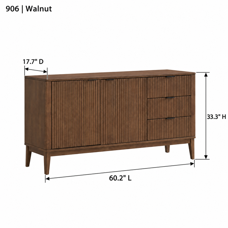 ACTU AU-FDD1F906-B1 Walnut finish dimension diagram in inches