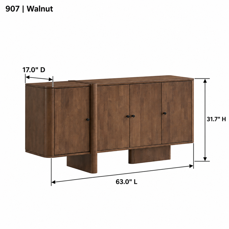 ACTU AU-FDD1F907-B1 Walnut finish dimension diagram in inches