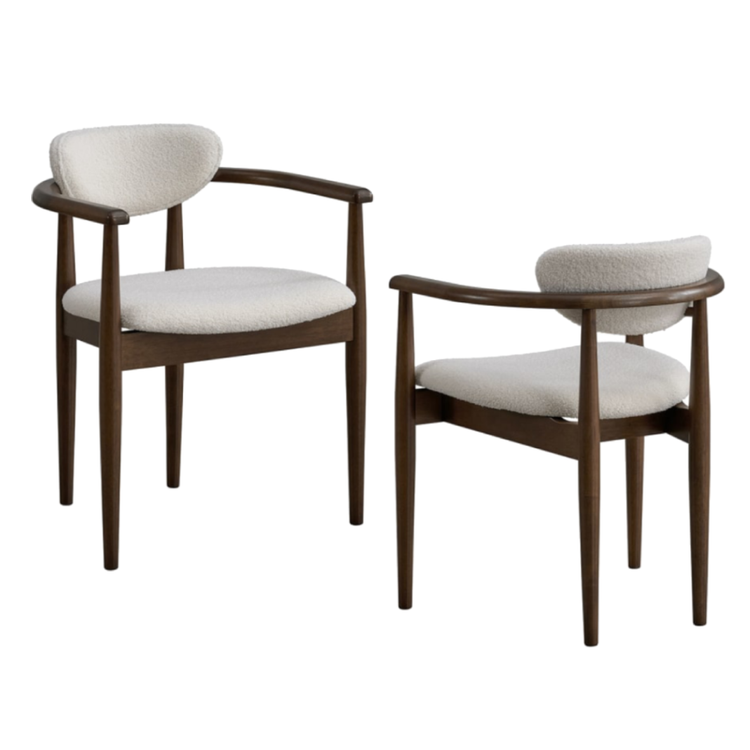 ACTU Mid-Century Modern Upholstered Dining Arm Chairs Set of 2, Solid Wood Frame