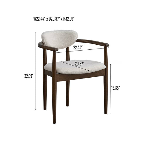 ACTU Mid-Century Modern Upholstered Dining Arm Chairs Set of 2, Solid Wood Frame