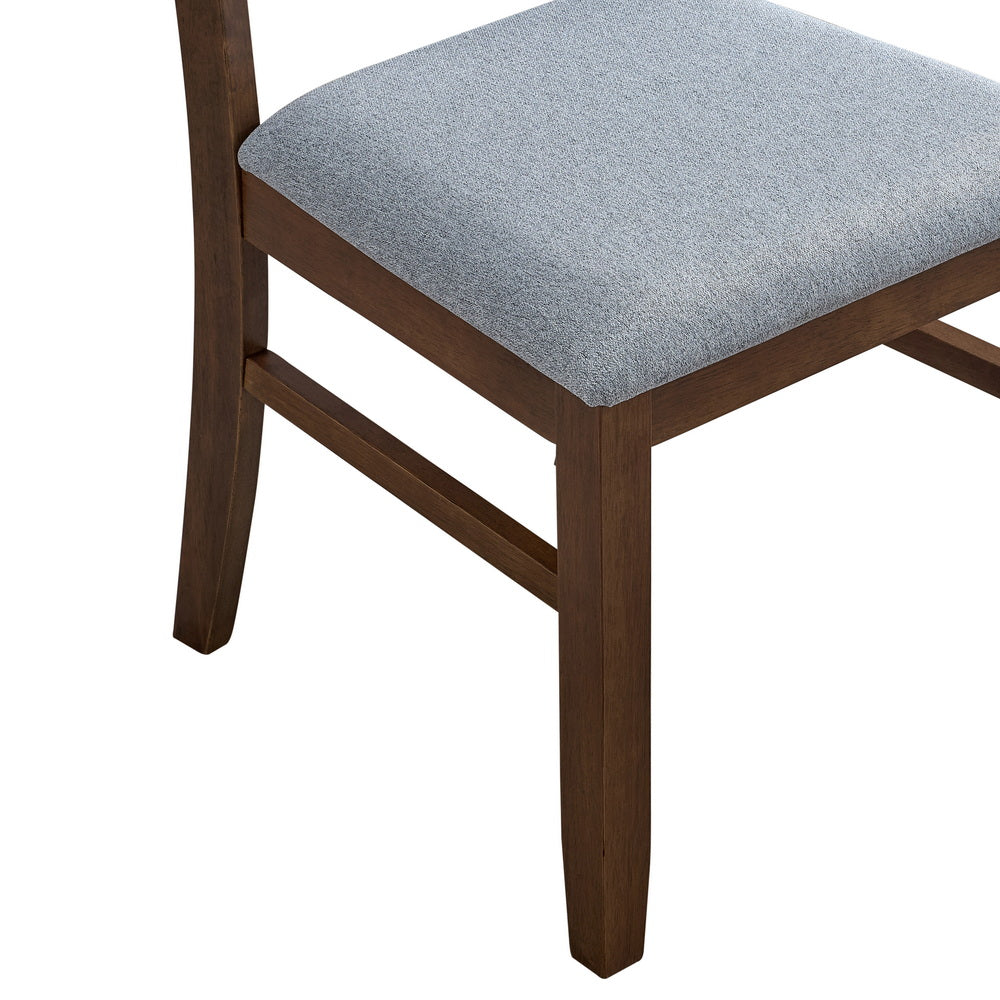 ACTU Dining Table Set for 4–6, Solid Wood Kitchen Table with Upholstered Chairs