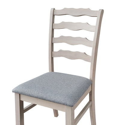 ACTU Dining Table Set for 4–6, Solid Wood Kitchen Table with Upholstered Chairs