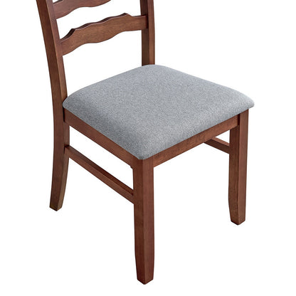 ACTU Dining Table Set for 4–6, Solid Wood Kitchen Table with Upholstered Chairs