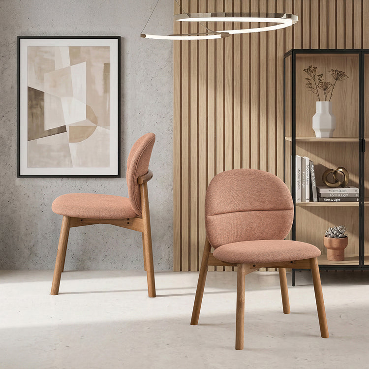 ACTU Mid-Century Upholstered Dining Chairs Set of 2, Solid Wood Legs