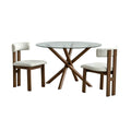 ACTU 47” Round Glass Dining Table Set for 4 | Solid Wood Base