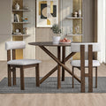 ACTU 47" Round Dining Table Set for 4 | Upholstered Chairs