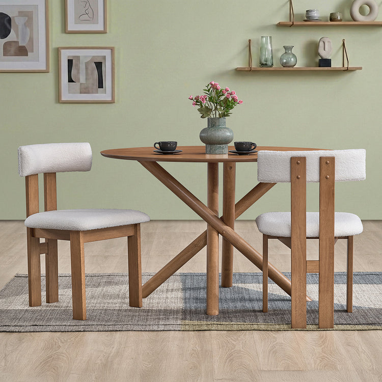 ACTU 47" Round Dining Table Set for 4 | Upholstered Chairs