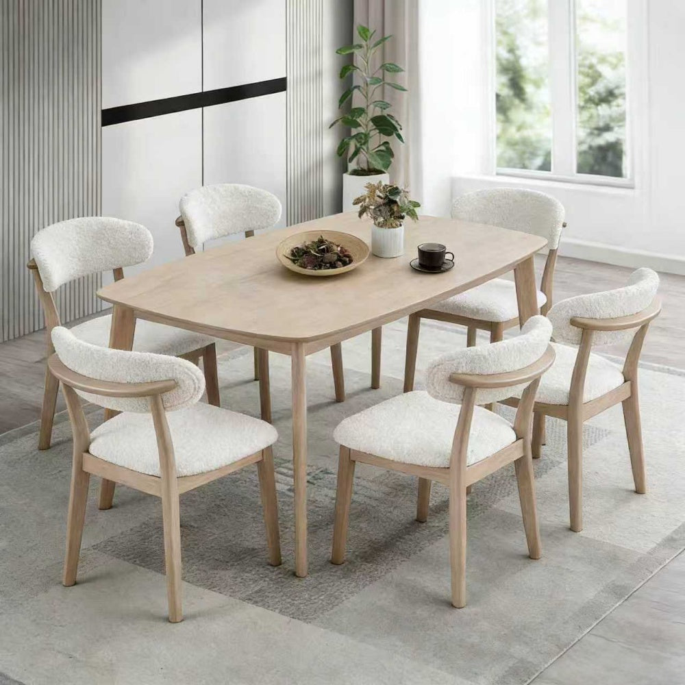 ACTU Wooden Dining Table Set with Upholstered Chairs