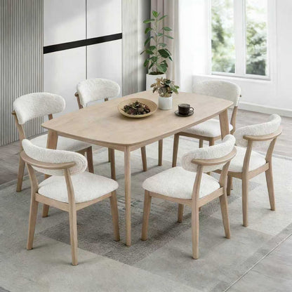 ACTU Wooden Dining Table Set with Upholstered Chairs