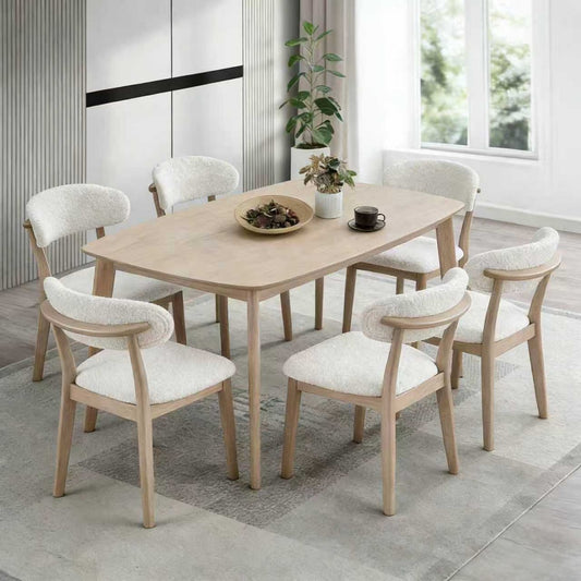 White-Washed / Seats 6 (Table + 6 Chairs)