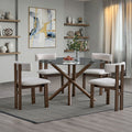 ACTU 47” Round Glass Dining Table Set for 4 | Solid Wood Base
