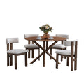 ACTU 47" Round Dining Table Set for 4 | Upholstered Chairs