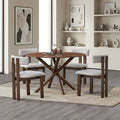 ACTU 47" Round Dining Table Set for 4 | Upholstered Chairs