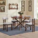 ACTU round dining table set in Walnut finish