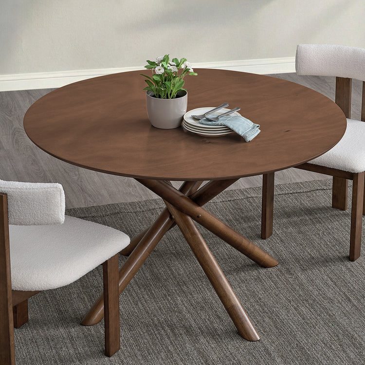 ACTU 47" Round Dining Table Set for 4 | Upholstered Chairs