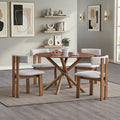 ACTU 47" Round Dining Table Set for 4 | Upholstered Chairs