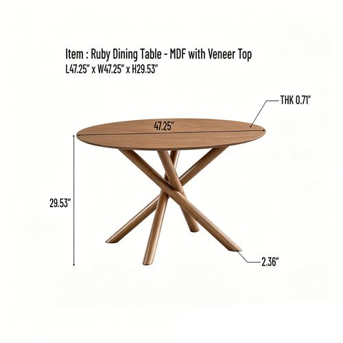 ACTU 47" Round Dining Table Set for 4 | Upholstered Chairs
