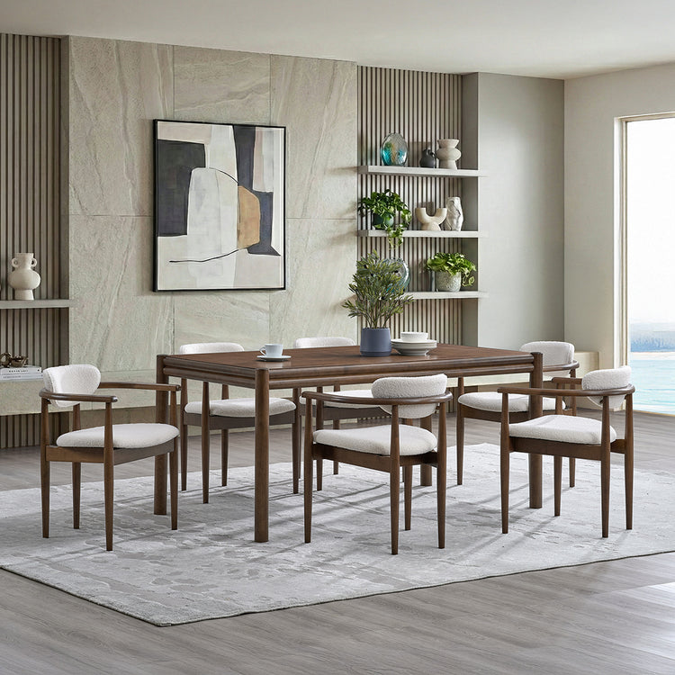 ACTU 63” Mid-Century Dining Table Set for 4–6 | Walnut Finish