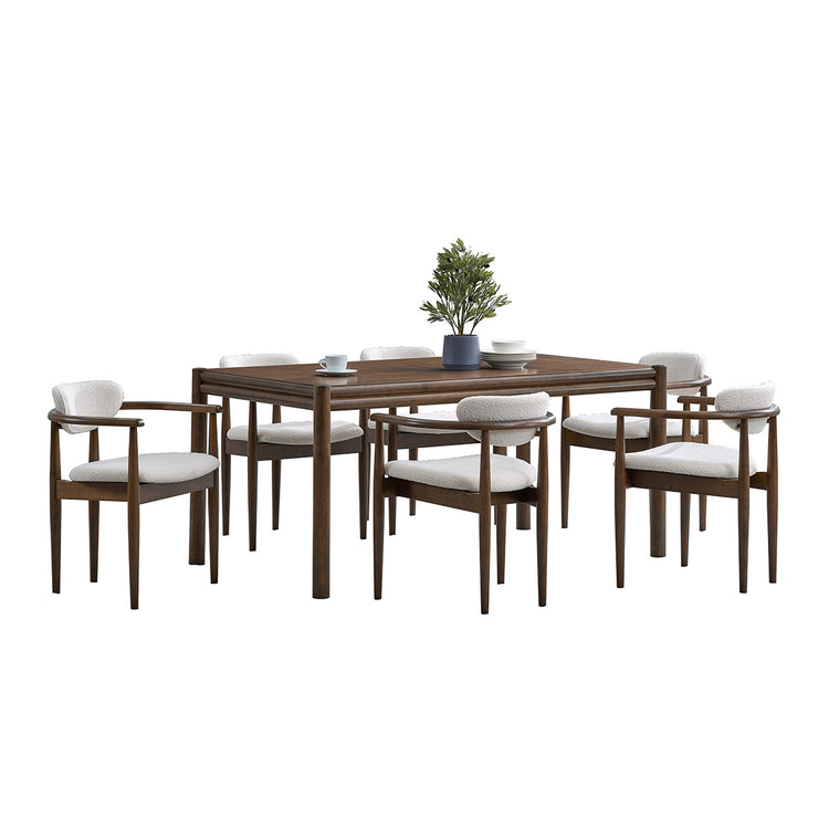 ACTU 63” Mid-Century Dining Table Set for 4–6 | Walnut Finish