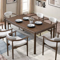 ACTU 63” Mid-Century Dining Table Set for 4–6 | Walnut Finish