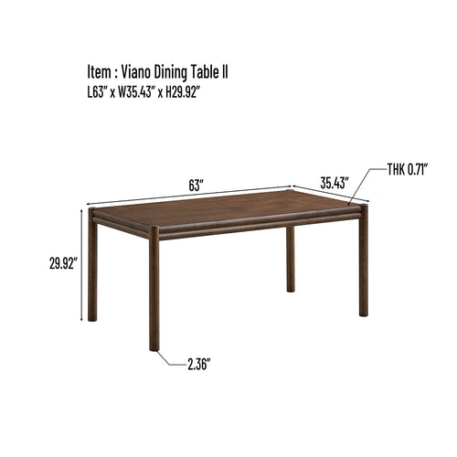 ACTU 63” Mid-Century Dining Table Set for 4–6 | Walnut Finish
