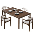 ACTU 63” Mid-Century Dining Table Set for 4–6 | Walnut Finish