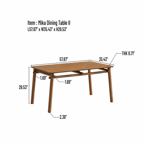 ACTU 58” Mid-Century Dining Table Set for 4–6 | Small Spaces
