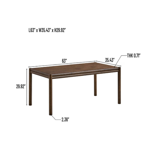 ACTU 63” Modern Rectangular Dining Table for 6, Walnut Finish