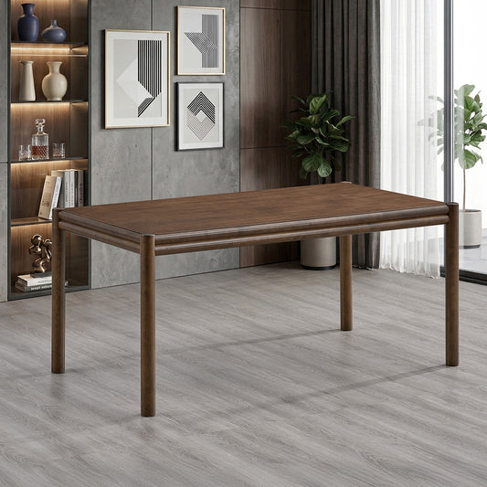 ACTU 63” Modern Rectangular Dining Table for 6, Walnut Finish