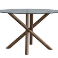 ACTU 47" Round Tempered Glass Dining Table for 4 with Cross Pedestal Base