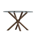 ACTU 47" Round Tempered Glass Dining Table for 4 with Cross Pedestal Base