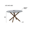 ACTU 47" Round Tempered Glass Dining Table for 4 with Cross Pedestal Base