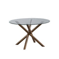 ACTU 47" Round Tempered Glass Dining Table for 4 with Cross Pedestal Base