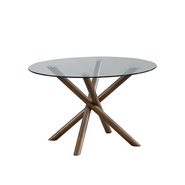 ACTU 47" Round Tempered Glass Dining Table for 4 with Cross Pedestal Base