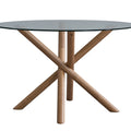 ACTU 47" Round Tempered Glass Dining Table for 4 with Cross Pedestal Base