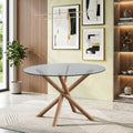 ACTU 47" Round Tempered Glass Dining Table for 4 with Cross Pedestal Base