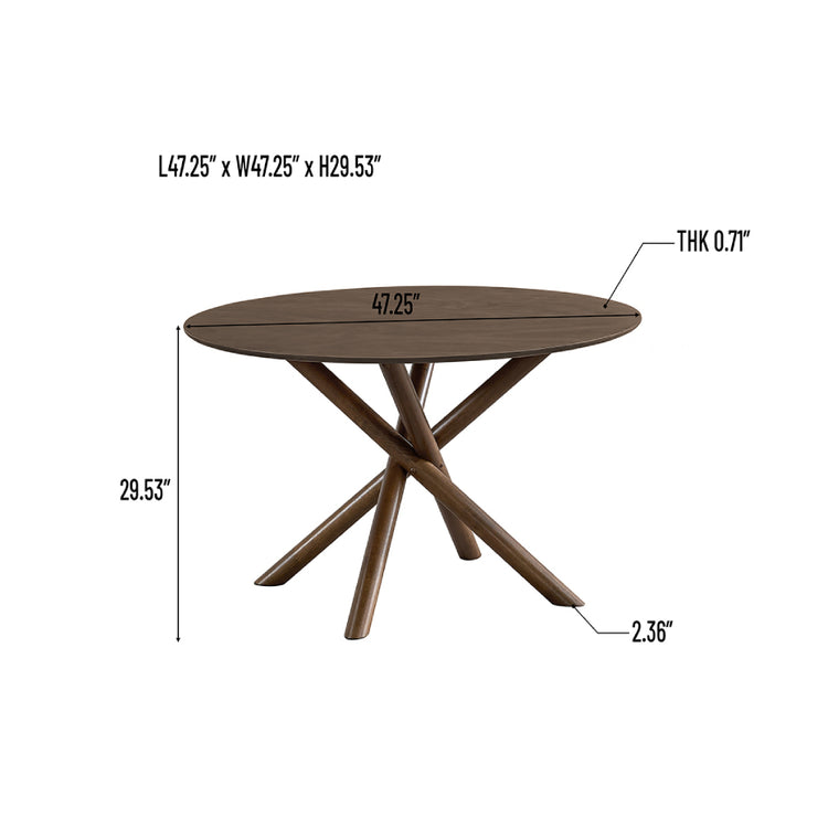 ACTU 47" Round Dining Table for 4, Mid Century Modern Kitchen Table for Small Spaces
