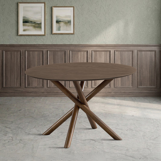 ACTU 47" Round Dining Table for 4, Mid Century Modern Kitchen Table for Small Spaces