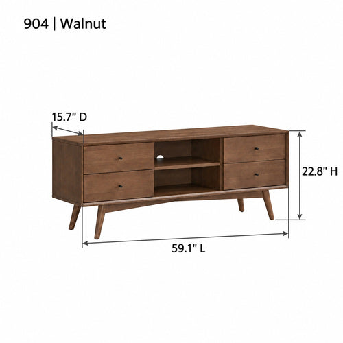 ACTU 904 Solid Wood TV Stand with 4 Drawers