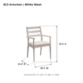 ACTU Emerson 823 White Wash armchair photo dimensions: 20.3 inches wide, 22.4 inches deep and 35.4 inches high.